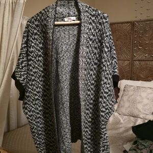 CJ Banks Black and White Patterned Cardigan